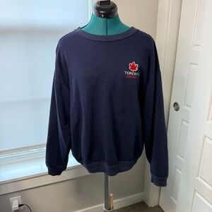 Vintage Navy Blue Toronto Canada Pullover Sweatshirt Cotton Blend Medium